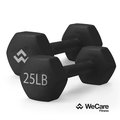 Wecare Fitness Neoprene Coated 25 Lbs Dumbbells for Non-Slip Grip, Set of Two, Black, 2PK WC-2P-25LB-BK